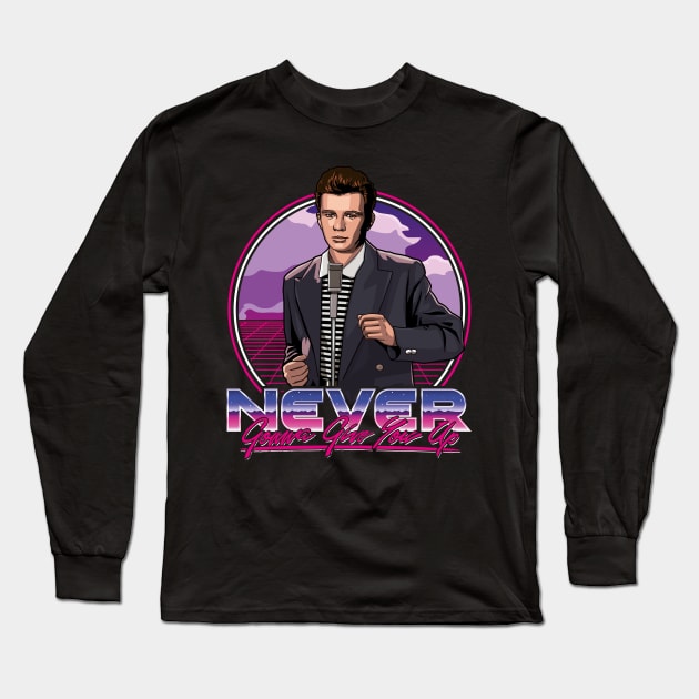 Never Gonna Give You Up - Rick Roll Long Sleeve T-Shirt by RetroReview